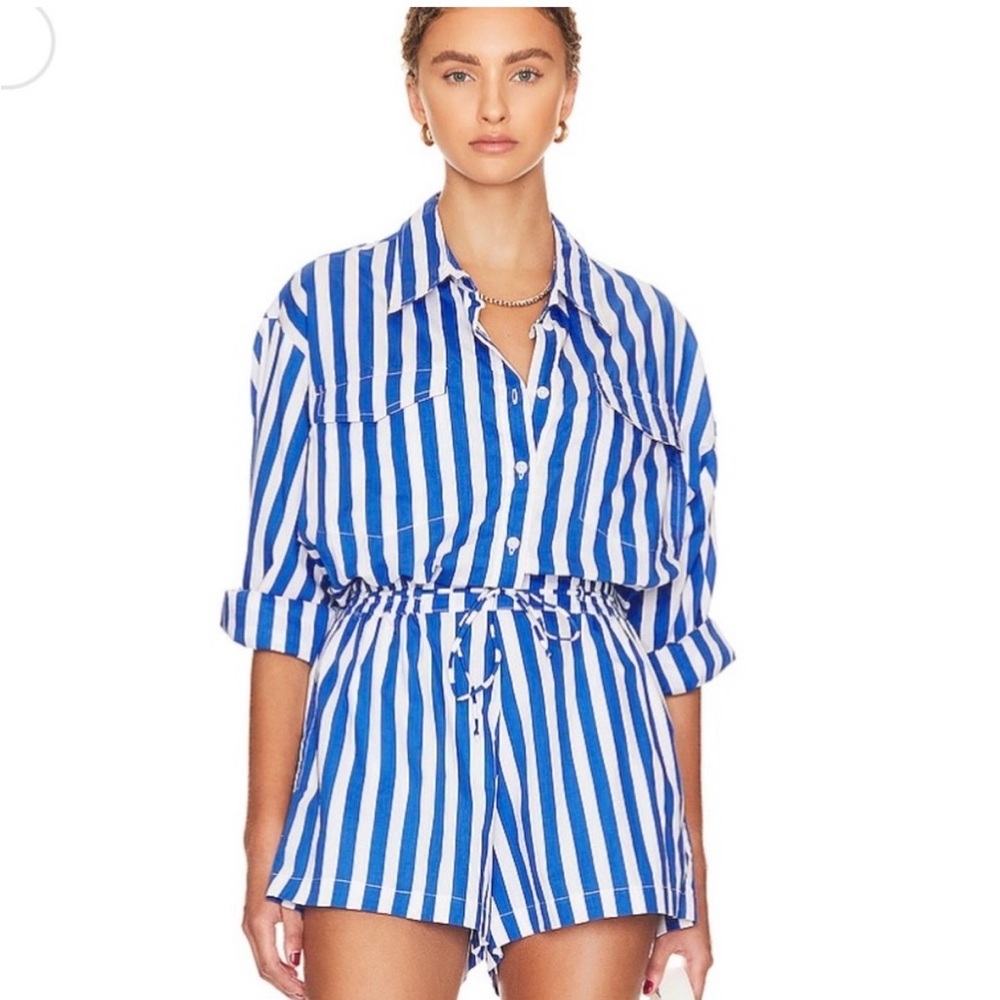 Faithfull the Brand Blue and White Striped Garment